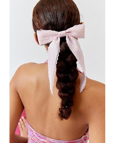 Urban Outfitters Dolly Satin Lace Hair Bow Barrette - Brown