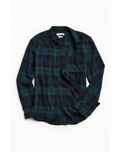 Urban Outfitters Uo Plaid Flannel Button-down Shirt - Blue