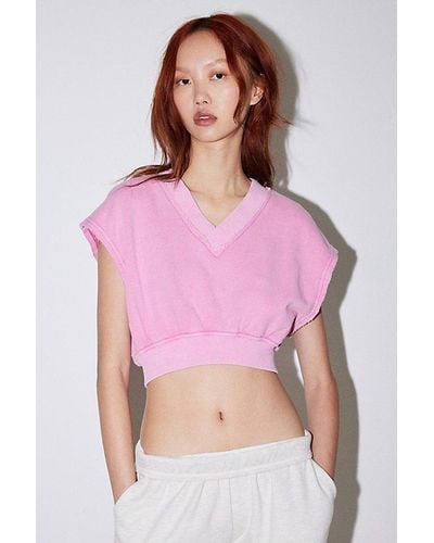 Out From Under Skylar Sleeveless Cropped Sweatshirt - Pink