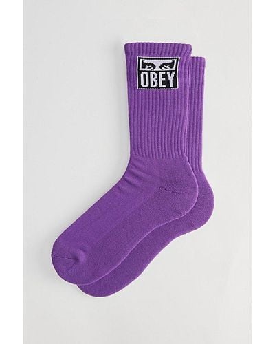 Obey Eyes Icon Crew Sock - Purple
