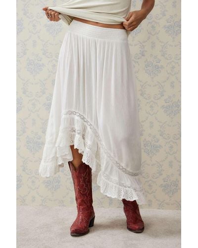 Urban Outfitters Uo Bronwen Hitched Midi Skirt - White