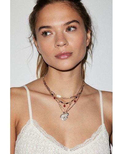 Urban Outfitters Sedona Beaded Coin Layering Necklace Set - Natural