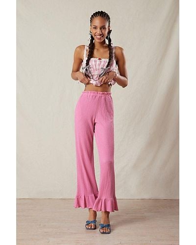 Urban Outfitters Uo Daphne Ruffle Flare Pant - Pink