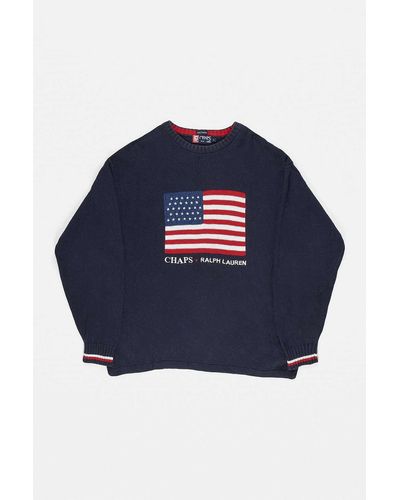 Urban Renewal One-of-a-kind Chaps Ralph Lauren Knitted Flag Jumper - Blue