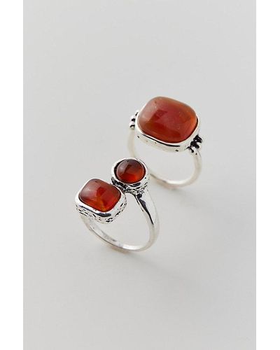 Urban Outfitters Cristos Stone Ring Set - Red