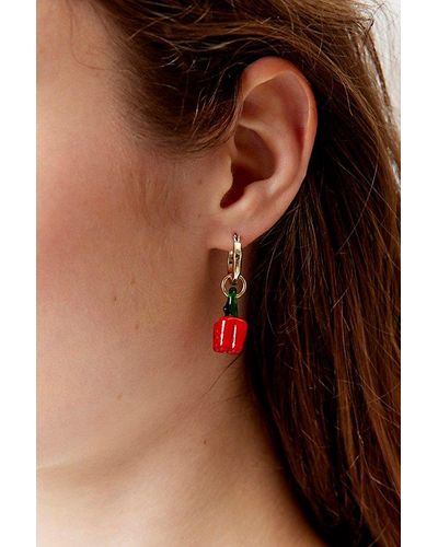Urban Outfitters Glass Bell Pepper Charm Hoop Earring - Brown