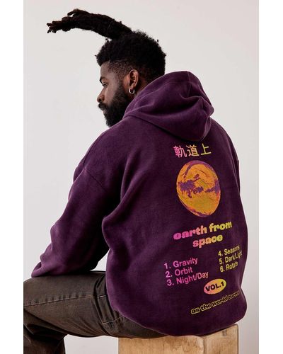 Urban Outfitters Uo Plum Earth From Space Hoodie - Purple