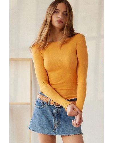 Out From Under Libby Ribbed Long Sleeve Top - Orange