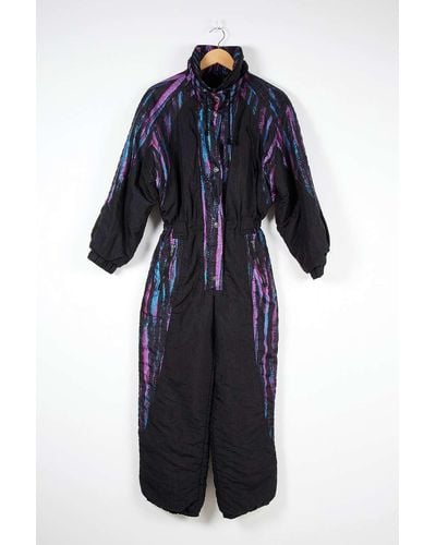 Urban Renewal One-of-a-kind Patterned Black & Purple Ski Suit - Blue