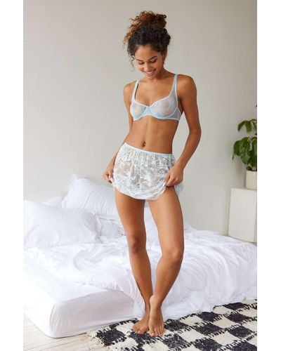 Out From Under Florene Sheer Lace Mini Skirt In Sky Blue,at Urban Outfitters - Gray