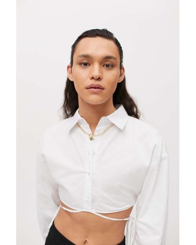 Lioness Hideaway Cropped Button-down Shirt - White
