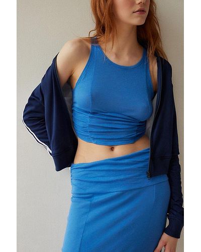 Out From Under Arlo Ruched Cropped Top - Blue