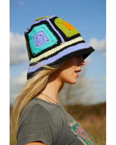Urban Outfitters Uo Knitted Squares Bucket Hat - Multicolour