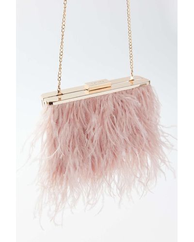 OLGA BERG Estelle Feather Clutch Bag - Pink