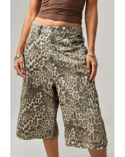 Jaded London Leopard Fade Colossus Jorts 26 At Urban Outfitters - Multicolour