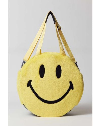 Market X Smiley Fleece Tote Bag In Yellow,at Urban Outfitters - Metallic