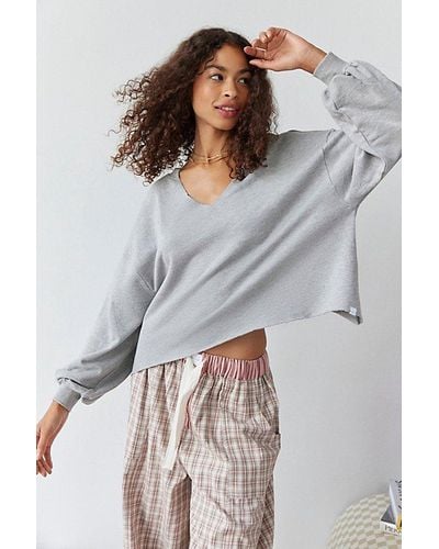 Out From Under Notch Neck Sweatshirt - Grey