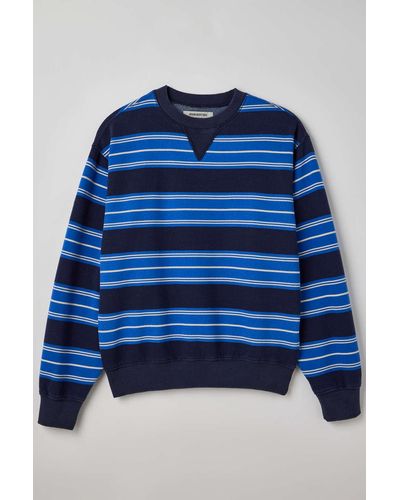 Urban Outfitters Uo Skate Striped Crew Neck Sweatshirt In Navy At - Blue