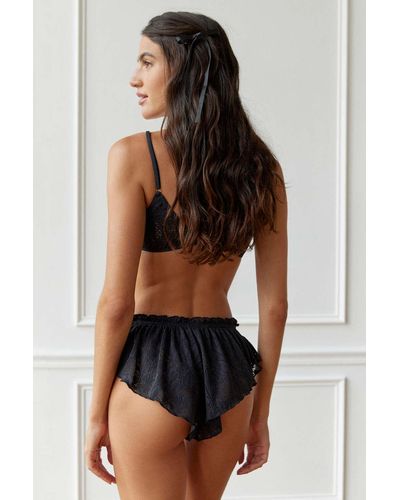 Out From Under Amie Lace Ruffle Shortie - Black