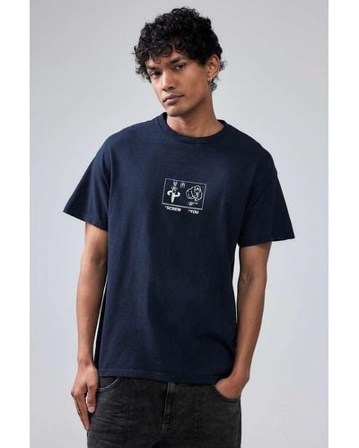 Urban Outfitters Uo Screw You T-shirt - Blue