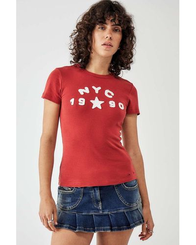 BDG 1990er-baby-t-shirt "nyc" - Rot