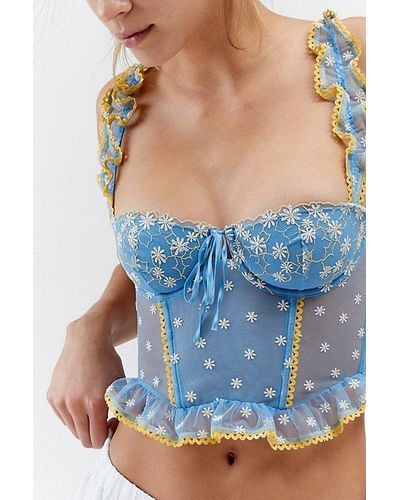 Out From Under Lazy Daisy Ruffle Corset - Blue