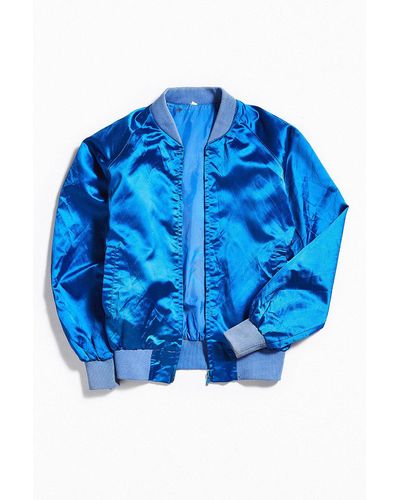 Urban Outfitters Vintage Korea Embroidered Dragon Varsity Jacket - Blue