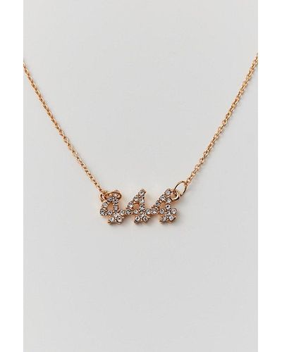 Urban Outfitters Rhinestone Angel Number Nameplate Necklace - Metallic