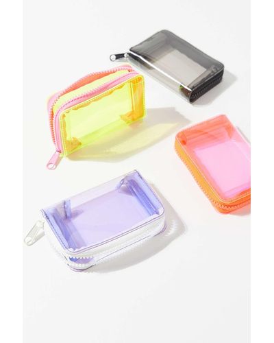 Urban Outfitters Clear Plastic Zip Wallet - Multicolor