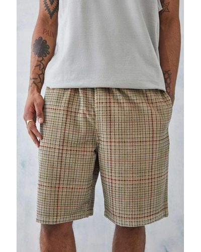 BDG Brown Corduroy Check Shorts S At Urban Outfitters - Grey