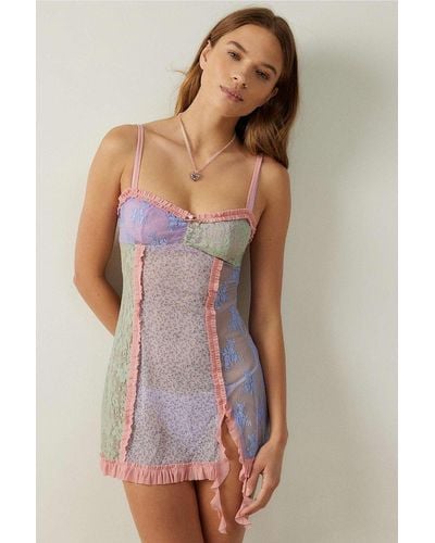 Out From Under Sweet Dreams Sheer Lace Spliced Slip Dress S At Urban Outfitters - Multicolour