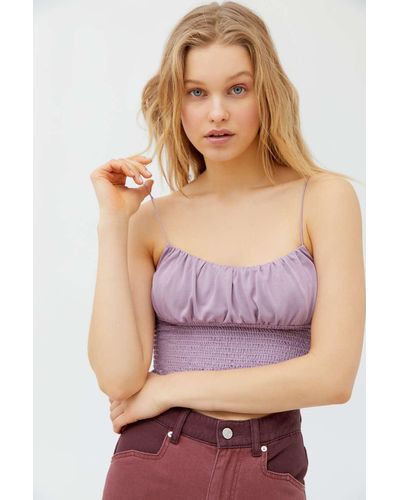 Urban Outfitters Uo Emma Cupro Smocked Cami - Multicolor