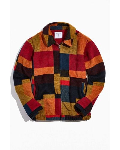 Urban Outfitters Uo Wool Colorblock Harrington Jacket - Red