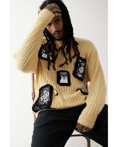 Urban Renewal Remade From Vintage Patchwork Knitted Dad Jumper At Urban Outfitters - Multicolour