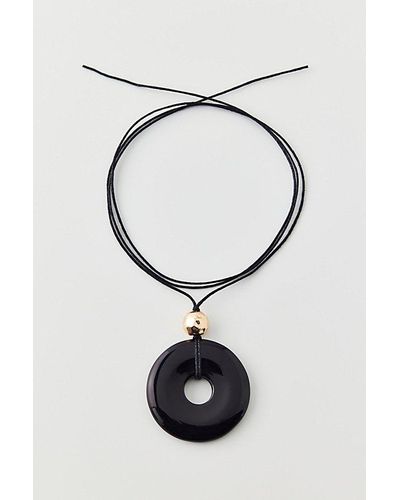 Urban Outfitters Round Pendant Corded Wrap Necklace - Blue