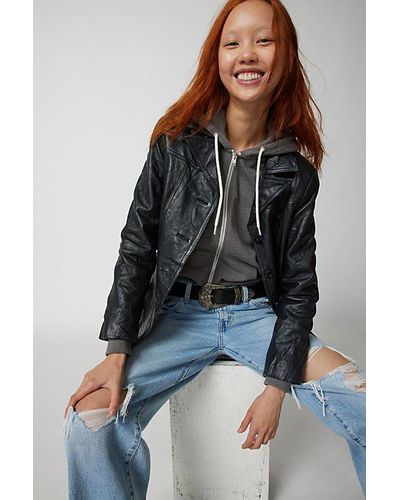 Urban Renewal Vintage Leather Blazer Jacket - Black