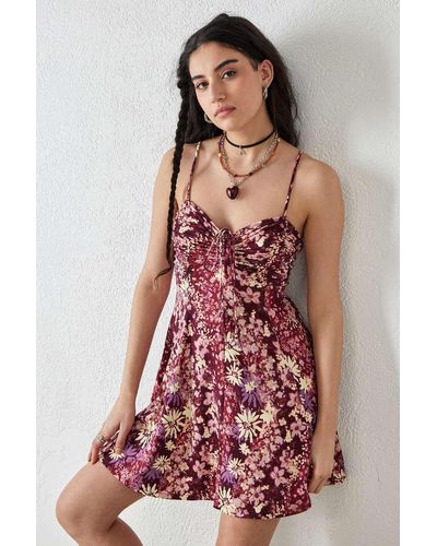 Urban Outfitters Uo Floral Dasha Mini Dress - Red