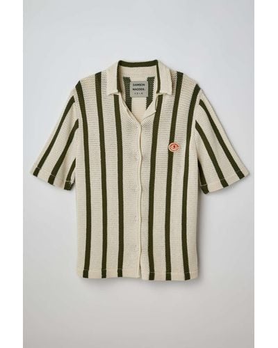 Damson Madder Stripe Knit Button-down Shirt - White
