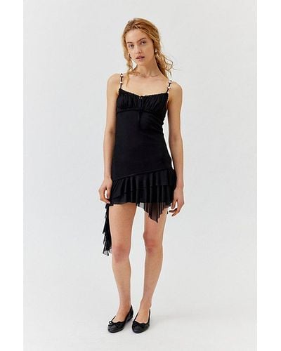 Urban Outfitters Uo Rosebud Mesh Mini Dress - Black