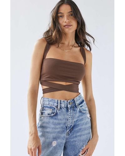 Urban Outfitters Uo Austin Strappy Cropped Top - Brown