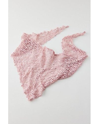 Urban Outfitters Floral Crochet Headscarf - Pink