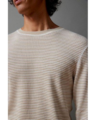 BDG Striped Baselayer Thermal Long Sleeve Tee - Natural