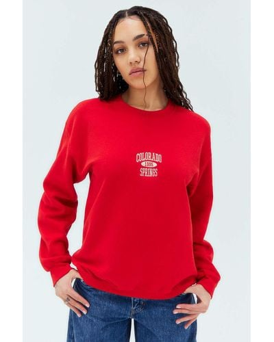 Urban Outfitters Uo Red Colorado Spring Crew Neck Sweatshirt