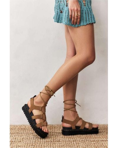 Dr. Martens Tan Faux Leather Nartilla Lace-up Sandals - Natural
