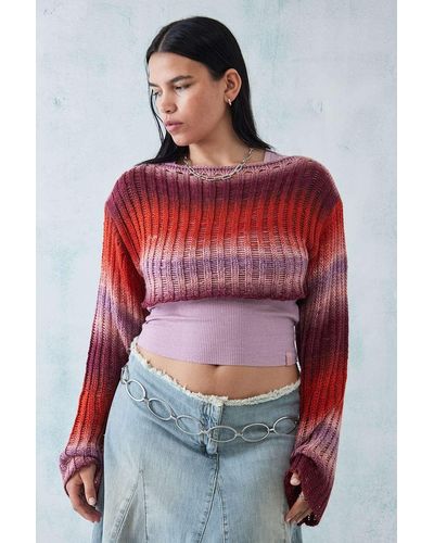 Urban Outfitters Uo Space-dye Ladde Knit Shrug - Red