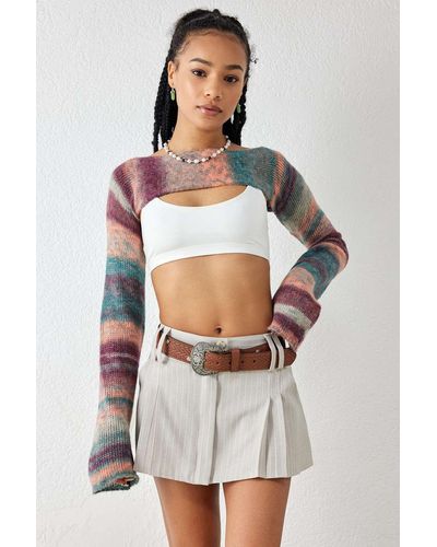 Urban Outfitters Uo Pinstripe Gray Sydney Low-rise Mini Skirt