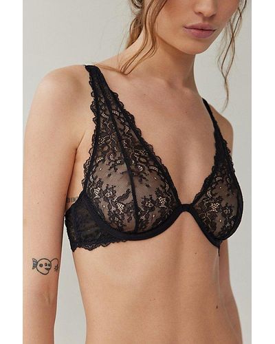 Out From Under Budapest Love High Sheer Lace Underwire Bra - Black