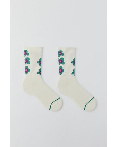 Urban Outfitters Stacked Flowers Crew Sock - Blue