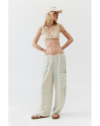 Urban Outfitters Uo Mae Shimmer Striped Linen Cargo Pant - White