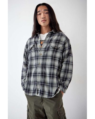 Urban Renewal Vintage Grunge Check Flannel Shirt - Grey